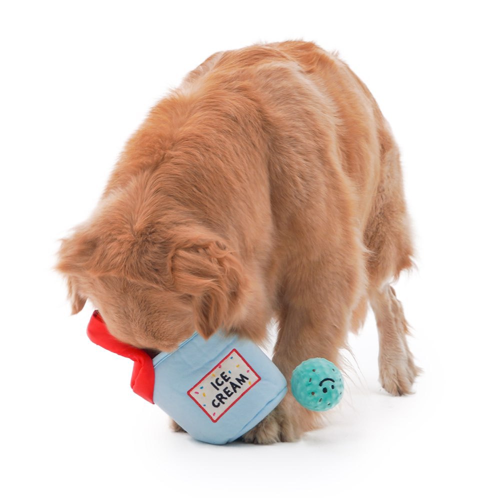 Interactive Plush Squeaky Toy Ice Cream Bucket