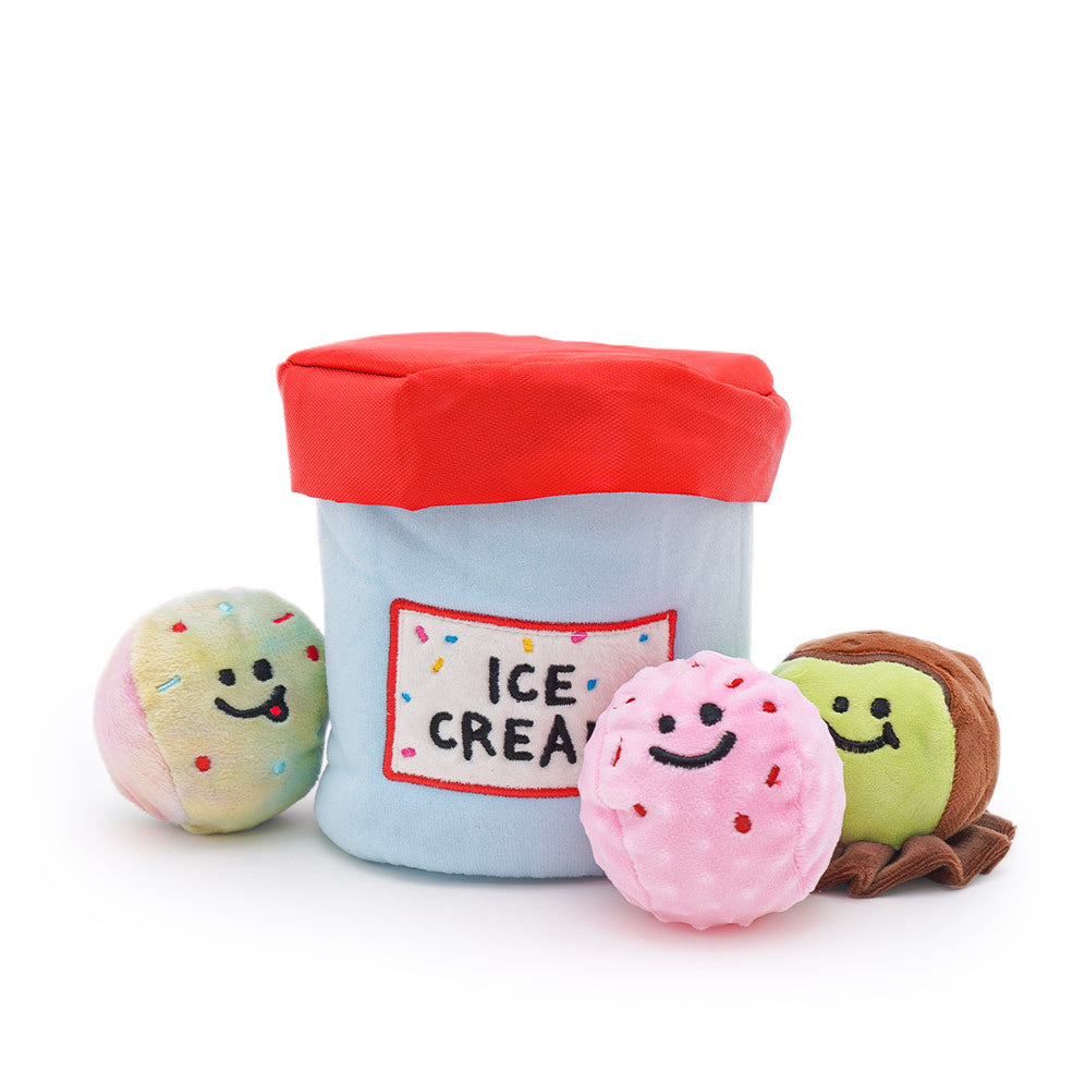 Interactive Plush Squeaky Toy Ice Cream Bucket