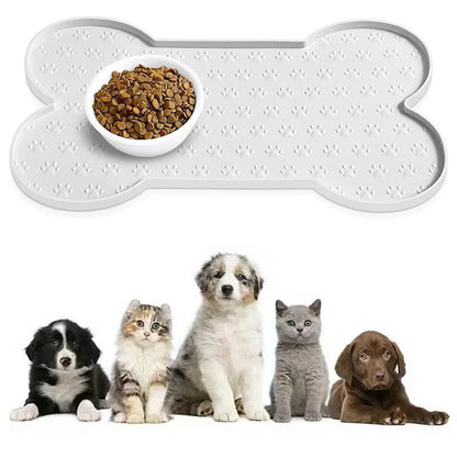 PUPPHUB Pet Silicone Food Mat Bone Shape Spill-Proof