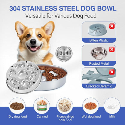 Stainless Steel Dog Bowl Slow Feeder