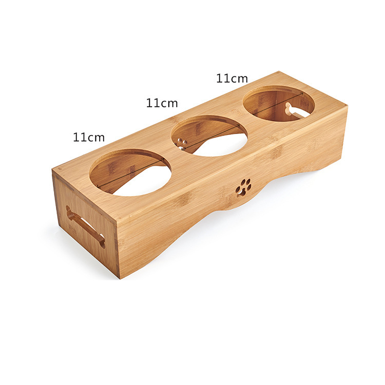 3 Bowls Set With Wooden Stand For Pet