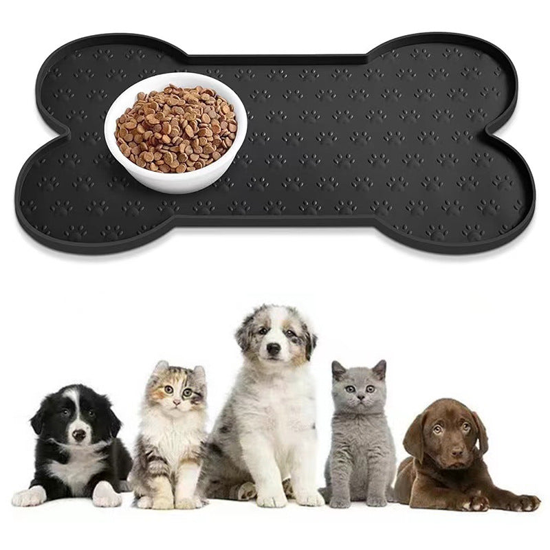 PUPPHUB Pet Silicone Food Mat Bone Shape Spill-Proof