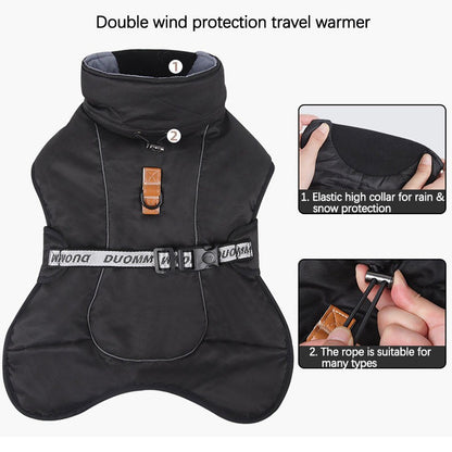 Reflective Warm Dog Windbreaker Windproof and Waterproof for Large Dogs