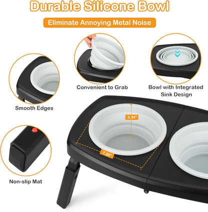 Foldable Double Dog Bowl for Travel & Outdoor