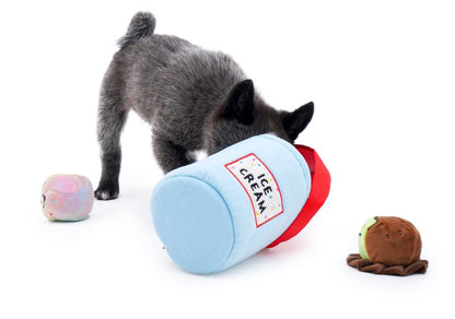 Interactive Plush Squeaky Toy Ice Cream Bucket