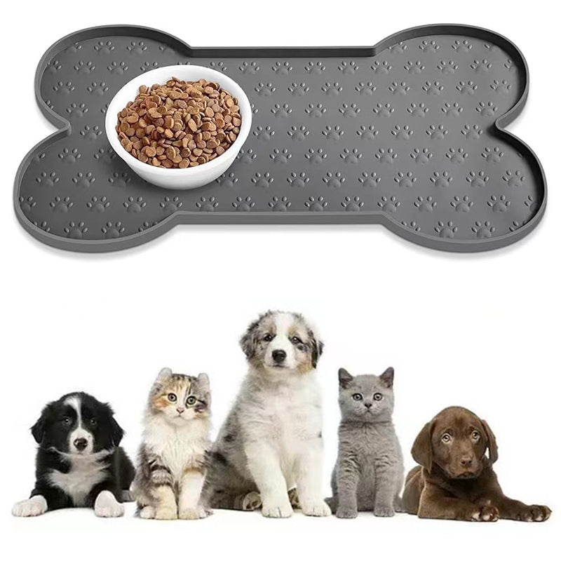 PUPPHUB Pet Silicone Food Mat Bone Shape Spill-Proof