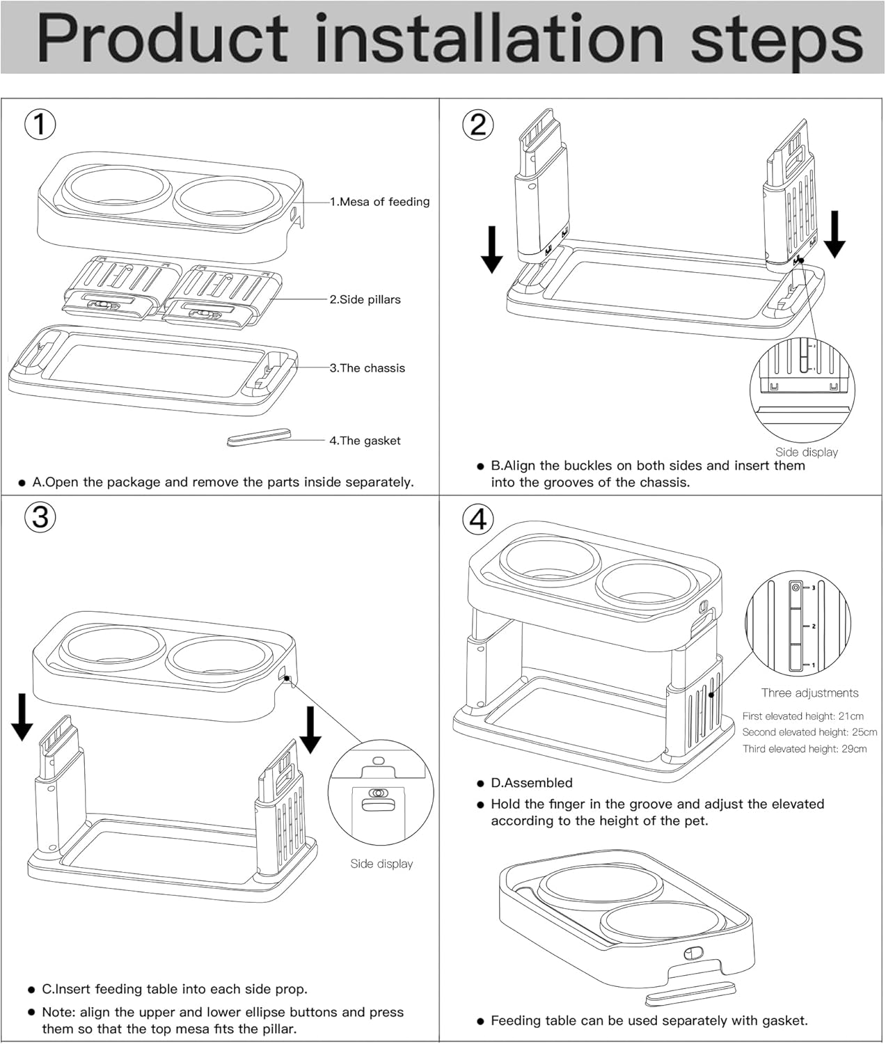 Raised Dog Bowls Adjustable Double Bowls For Small Dog