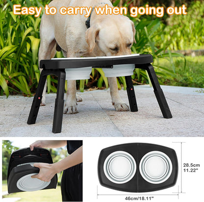 Foldable Double Dog Bowl for Travel & Outdoor