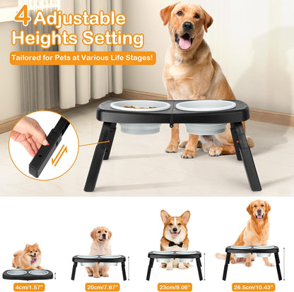 Foldable Double Dog Bowl for Travel & Outdoor