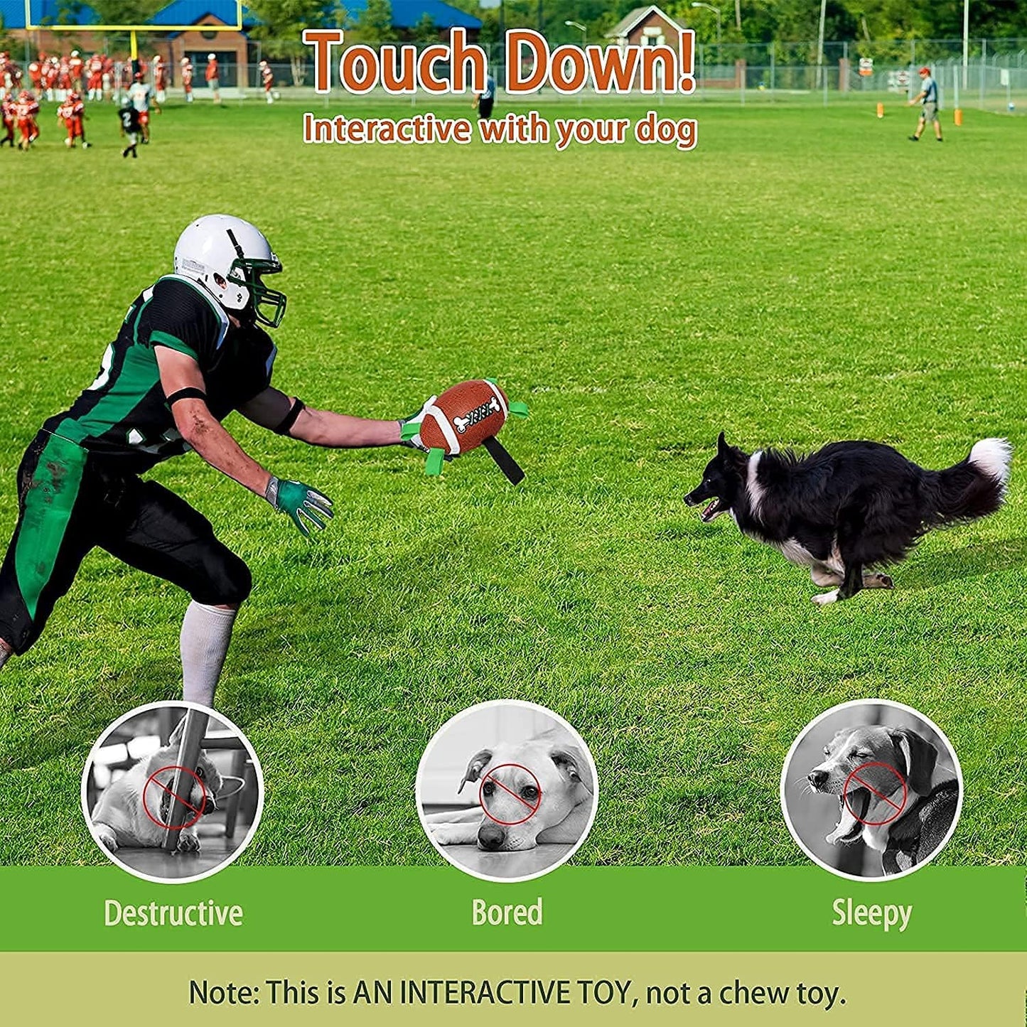 Interactive Dog Toys Rugby Dog Ball