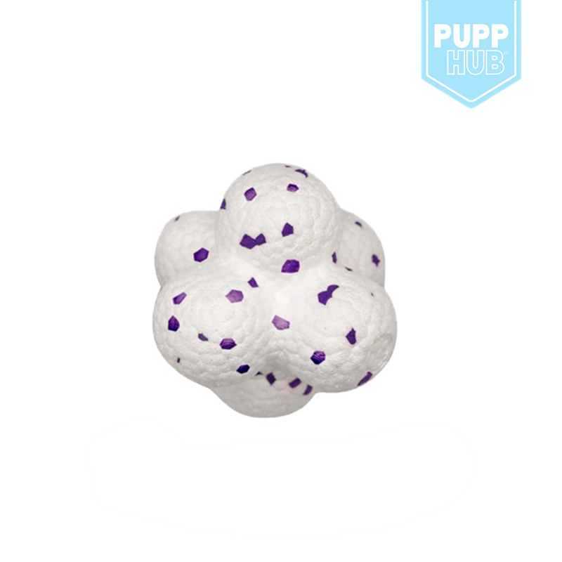 Catch-A-Cloud dental toy for dogs in white with purple specks