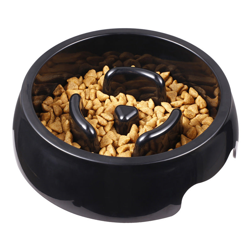 Black Slow Feeder Round Dog Bowls