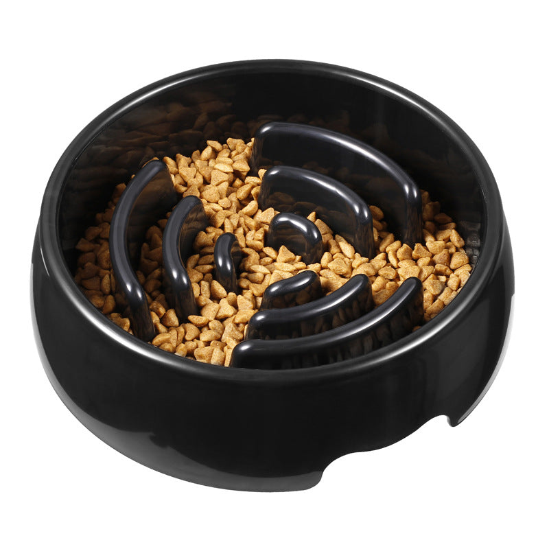 Black Slow Feeder Round Dog Bowls