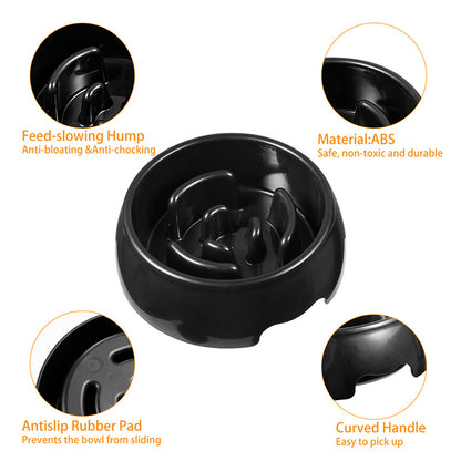 Black Slow Feeder Round Dog Bowls