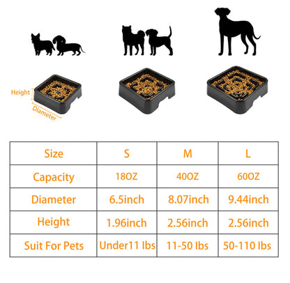 Black Slow Feeder Square Dog Bowls