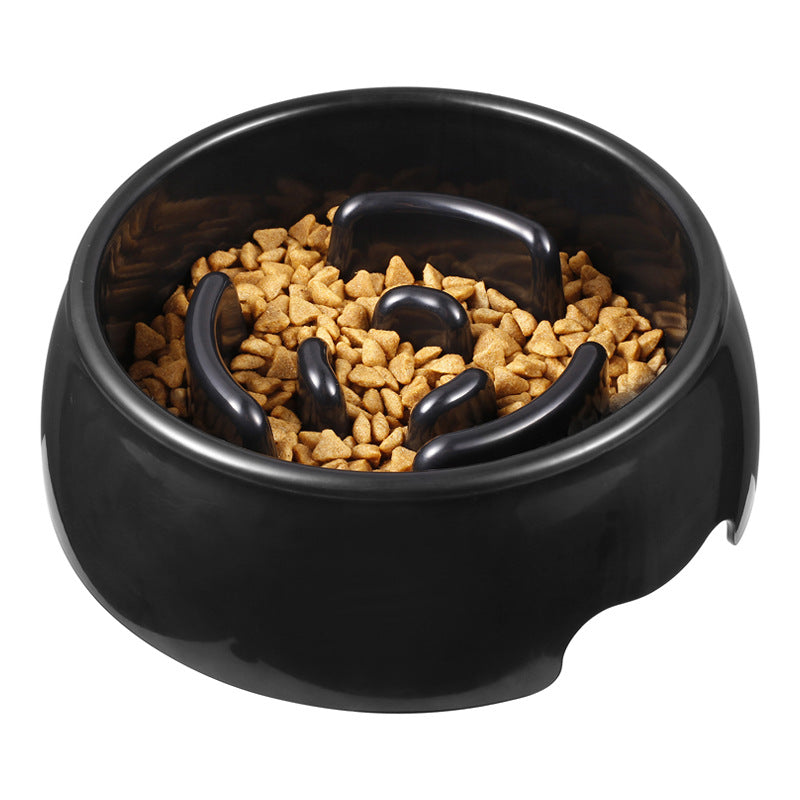 Black Slow Feeder Round Dog Bowls