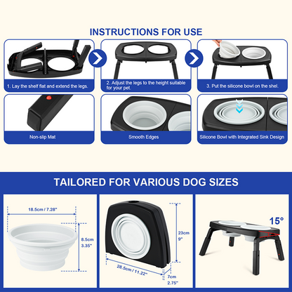 Foldable Double Dog Bowl for Travel & Outdoor